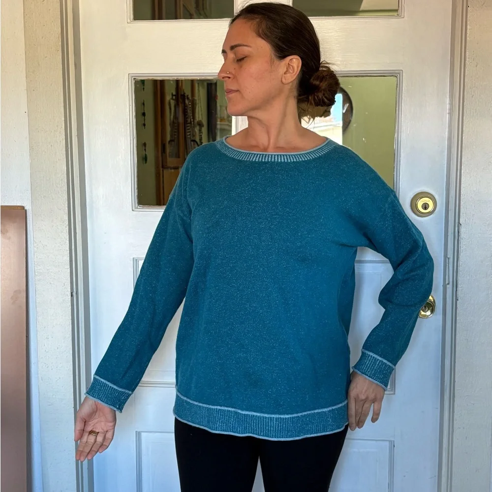 Chico's Teal Crew Neck Sweater - Picture 1 of 5